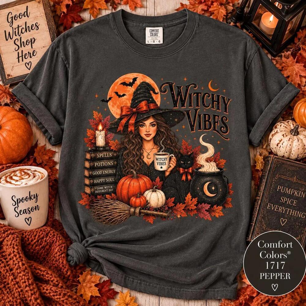 Witchy Vibes Halloween Shirt, , Fall Witch Tee
